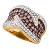 Image 1 : 2.1 CTW Cognac-brown Color Diamond Cocktail Ring 10KT Rose Gold - REF-142M4H