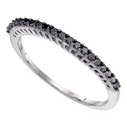 0.25 CTW Black Color Diamond Slender Slim Thin Anniversary Ring 10KT White Gold - REF-8F9N