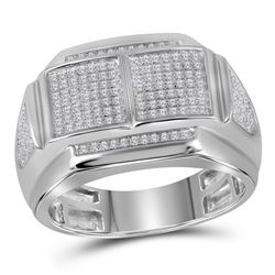 0.37 CTW Mens Diamond Double Square Cluster Ring 10KT White Gold - REF-56H2M