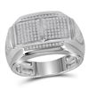 Image 1 : 0.37 CTW Mens Diamond Double Square Cluster Ring 10KT White Gold - REF-56H2M
