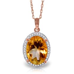 Genuine 4.88 ctw Citrine & Diamond Necklace Jewelry 14KT Rose Gold - REF-70A2K