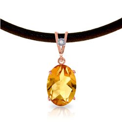 Genuine 7.56 ctw Citrine & Diamond Necklace Jewelry 14KT Rose Gold - REF-35V5W