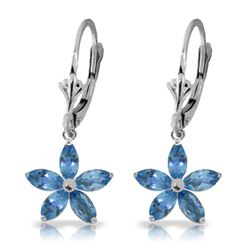 Genuine 2.8 ctw Blue Topaz Earrings Jewelry 14KT White Gold - REF-46P7H