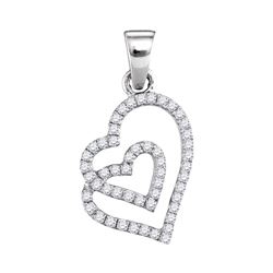 0.25 CTW Diamond Double Heart Pendant 10KT White Gold - REF-14X9Y