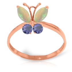 Genuine 0.70 ctw Opal & Tanzanite Ring Jewelry 14KT Rose Gold - REF-31M6T