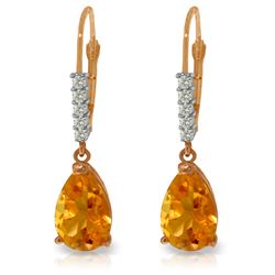 Genuine 3.15 ctw Citrine & Diamond Earrings Jewelry 14KT Rose Gold - REF-44X3M