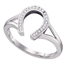 0.07 CTW Diamond Lucky Horseshoe Ring 10KT White Gold - REF-14N9F