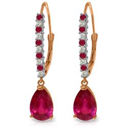 Genuine 3.35 ctw Ruby & Diamond Earrings Jewelry 14KT Rose Gold - REF-62H4X