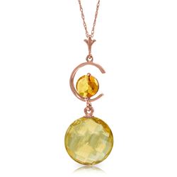 Genuine 5.8 ctw Citrine Necklace Jewelry 14KT Rose Gold - REF-25X9M