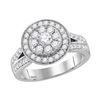 Image 1 : 1.25 CTW Diamond Cluster Bridal Engagement Ring 14KT White Gold - REF-112H5M