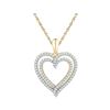 0.50 CTW Diamond Double Heart Pendant 10KT Yellow Gold - REF-32F9N