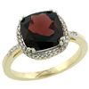 Image 1 : Natural 4.11 ctw Garnet & Diamond Engagement Ring 10K Yellow Gold - REF-38V2F