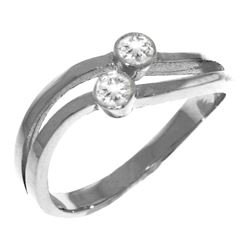 Genuine 0.20 ctw Diamond Anniversary Ring Jewelry 14KT White Gold - REF-63W3Y