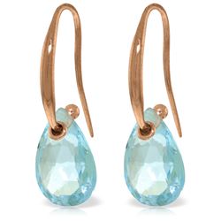 Genuine 8 ctw Blue Topaz Earrings Jewelry 14KT Rose Gold - REF-36Z8N