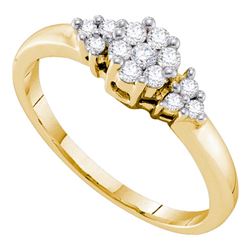 0.25 CTW Diamond Cluster Ring 14KT Yellow Gold - REF-34Y4X