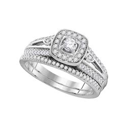 0.50 CTW Diamond Halo Bridal Engagement Ring 10KT White Gold - REF-67M4H