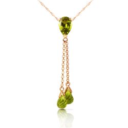 Genuine 3.75 ctw Peridot Necklace Jewelry 14KT Rose Gold - REF-23F5Z