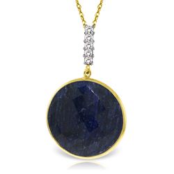 Genuine 23.08 ctw Sapphire & Diamond Necklace Jewelry 14KT Yellow Gold - REF-51T4A