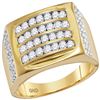 Image 1 : 1.3 CTW Mens Diamond Arched Square Cluster Ring 14KT Yellow Gold - REF-127X4Y