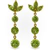 Genuine 8.7 ctw Peridot Earrings Jewelry 14KT Yellow Gold - REF-53V6W