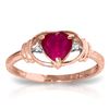 Image 1 : Genuine 1.01 ctw Ruby & Diamond Ring Jewelry 14KT Rose Gold - REF-46P3H