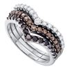 Image 1 : 1 CTW Black Color Diamond Chevron Stackable 3-piece Ring 14KT White Gold - REF-79K4W