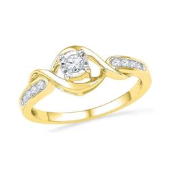 0.16 CTW Diamond Solitaire Promise Bridal Ring 10KT Yellow Gold - REF-22N4F