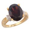 Image 1 : Natural 5.53 ctw Garnet & Diamond Engagement Ring 10K Yellow Gold - REF-53M5H