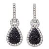 Image 1 : 1.8 CTW Black Color Diamond Teardrop Dangle Earrings 10KT White Gold - REF-97X4Y