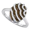 Image 1 : 0.33 CTW Cognac-brown Color Diamond Cluster Ring 10KT White Gold - REF-24F2N