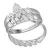 Image 1 : 0.11 CTW His & Hers Diamond Cluster Matching Bridal Ring 10KT White Gold - REF-28N4F