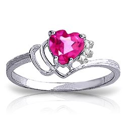 Genuine 0.97 ctw Pink Topaz & Diamond Ring Jewelry 14KT White Gold - REF-30P3H