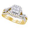 Image 1 : 1.04 CTW Princess Diamond Bridal Engagement Ring 14KT Yellow Gold - REF-86X2Y