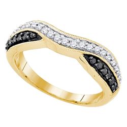 0.33 CTW Black Color Pave-set Diamond Ring 10KT Yellow Gold - REF-22X4Y