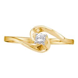 0.10 CTW Diamond Swirl Promise Bridal Ring 10KT Yellow Gold - REF-10N5F