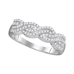 0.25 CTW Diamond Four Row Woven Ring 10KT White Gold - REF-20K9W