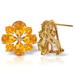 Genuine 4.85 ctw Citrine Earrings Jewelry 14KT Yellow Gold - REF-58W4Y