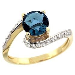 Natural 1.24 ctw london-blue-topaz & Diamond Engagement Ring 14K Yellow Gold - REF-52Z7Y