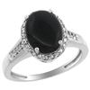 Natural 2.49 ctw Onyx & Diamond Engagement Ring 14K White Gold - REF-39K7R