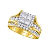 1.5 CTW Princess Diamond Square Halo Bridal Engagement Ring 14KT Yellow Gold - REF-172N4F