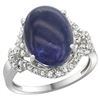 Image 1 : Natural 4.91 ctw lapis-lazuli & Diamond Engagement Ring 14K White Gold - REF-83V2F