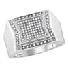 Image 1 : 0.30 CTW Mens Diamond Indented Square Cluster Ring 10KT White Gold - REF-44M9H