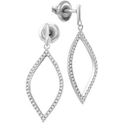 0.20 CTW Diamond Oblong Oval Dangle Earrings 10KT White Gold - REF-18Y2X