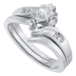 0.17 CTW Marquise Diamond Bridal Engagement Ring 10KT White Gold - REF-34H4M