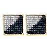Image 1 : 0.50 CTW Mens Blue Color Diamond Square Cluster Earrings 10KT Yellow Gold - REF-25X4Y