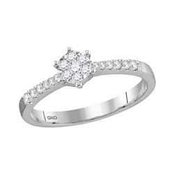 0.22 CTW Diamond Flower Stackable Ring 10KT White Gold - REF-25W4K