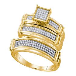 0.42 CTW His & Hers Diamond Matching Bridal Ring 10KT Yellow Gold - REF-59M9H