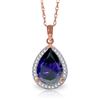 Genuine 5.26 ctw Sapphire & Diamond Necklace Jewelry 14KT Rose Gold - REF-96T6A