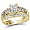 Image 1 : 0.49 CTW Princess Diamond Cluster Bridal Engagement Ring 10KT Yellow Gold - REF-40N4F