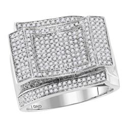 0.89 CTW Mens Diamond Square Cluster Ring 10KT White Gold - REF-119W9K